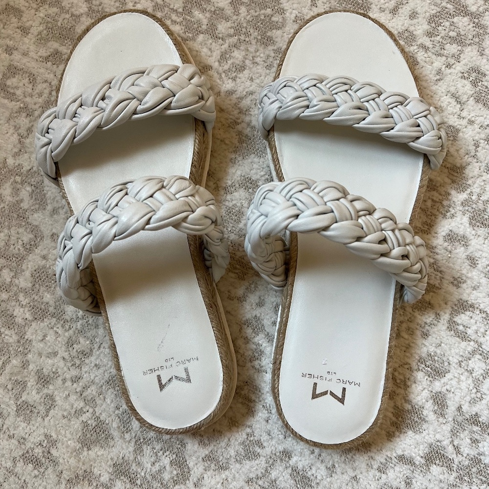 Marc Fisher white braided sandals NWOT